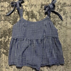 Blue and White Gingham Tank Top Bow Ties
